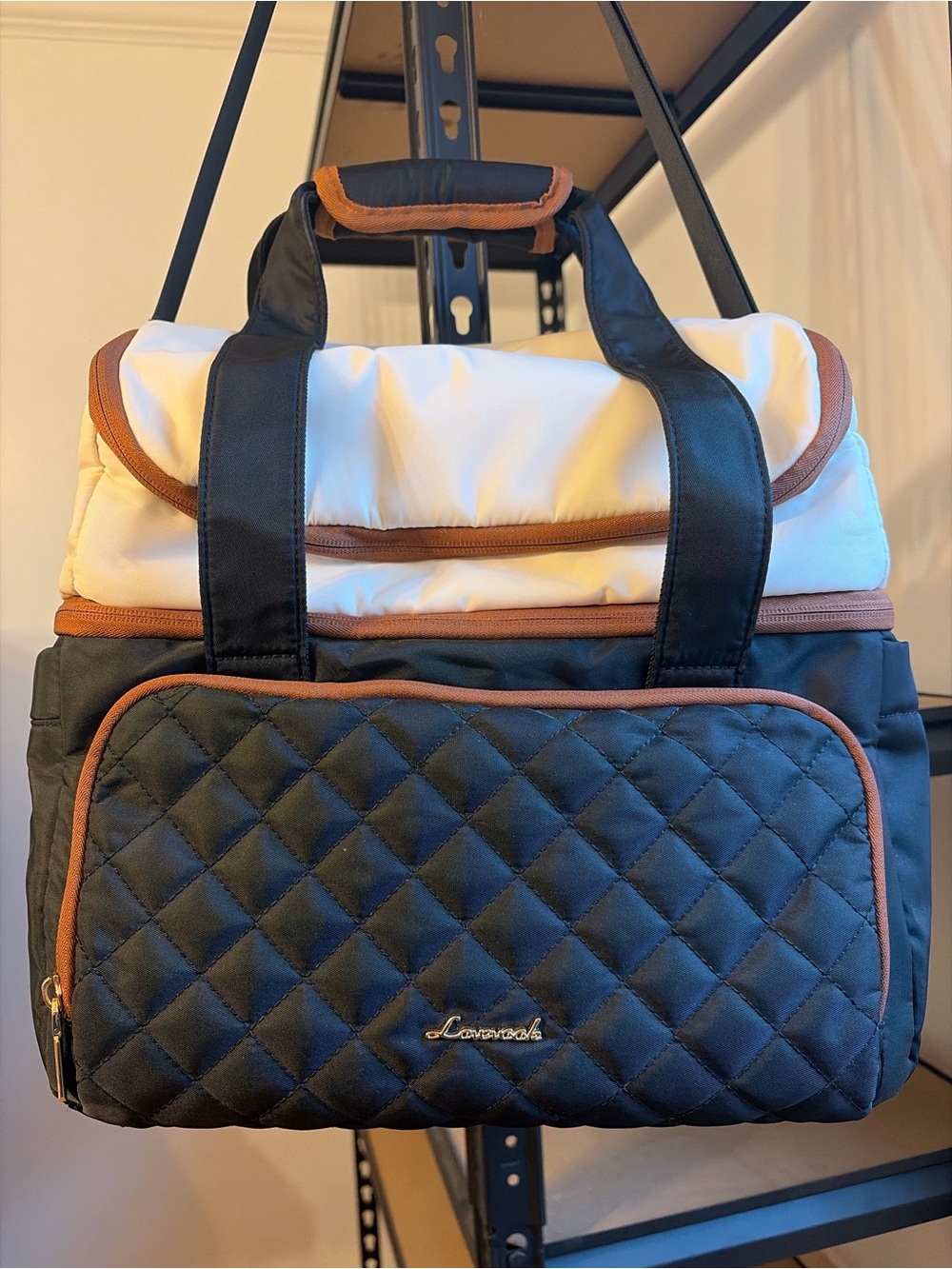 Lovevook Quilted Two-Tone lunch bag - Black & Cream